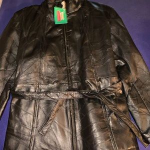 Leather jacket, patchwork style, brand new